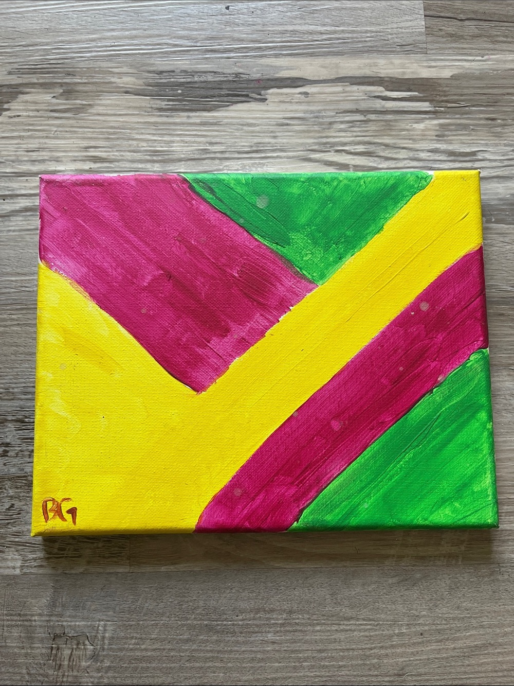 Abstract Geometric Canvas Art in Yellow, Pink & Green